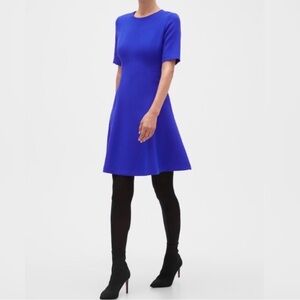NEW BANANA REPUBLIC PANELED FIT & FLARE DRESS ROYAL BLUE - ALMOST ELBOW SLEEVE 8